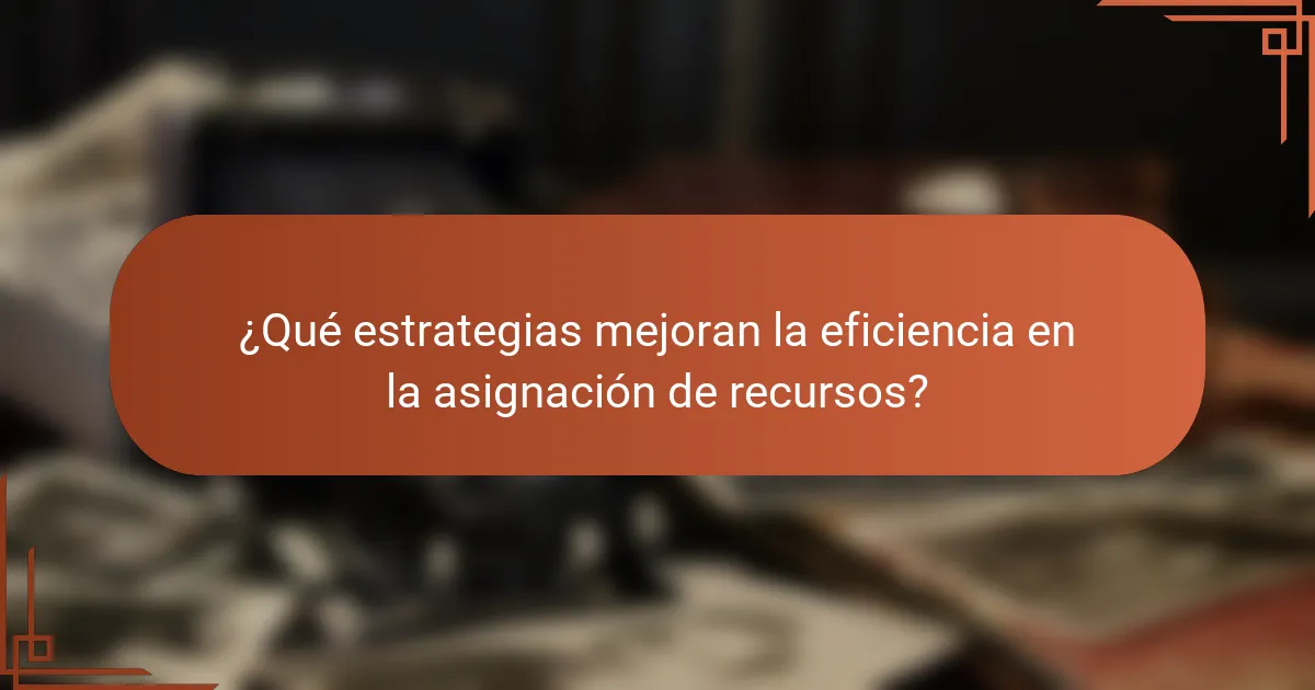 ¿Qué estrategias mejoran la eficiencia en la asignación de recursos?