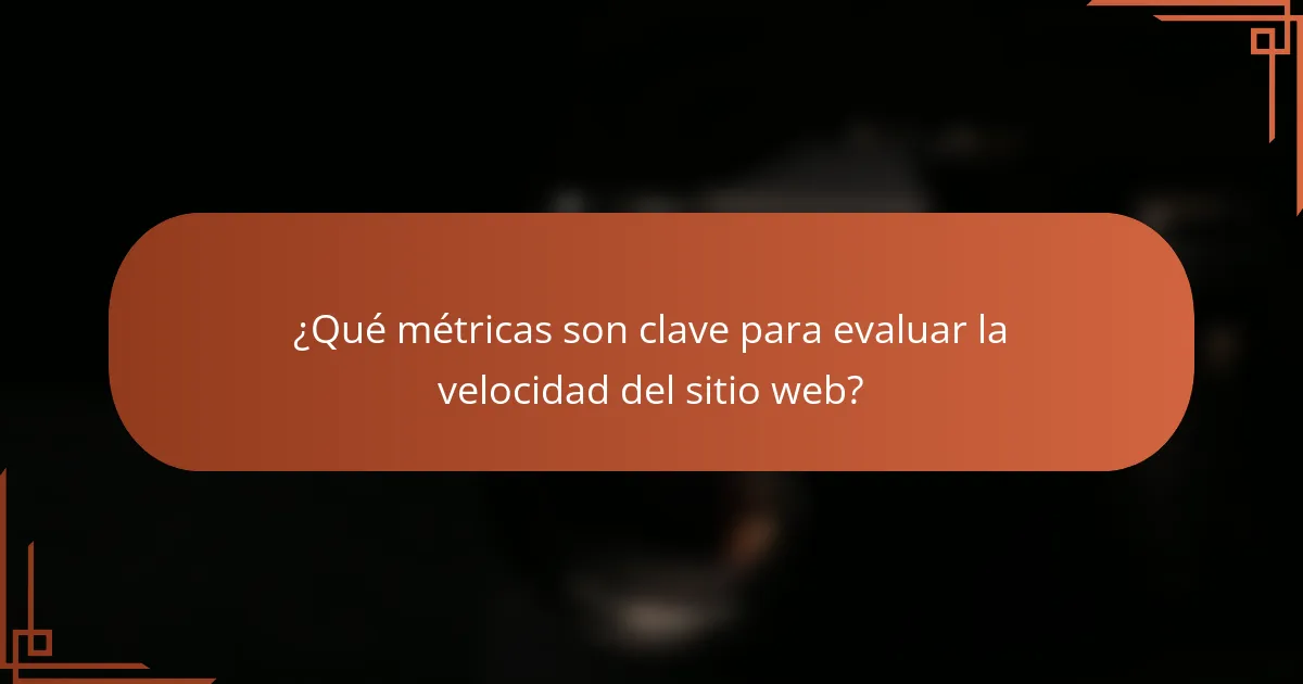 ¿Qué métricas son clave para evaluar la velocidad del sitio web?
